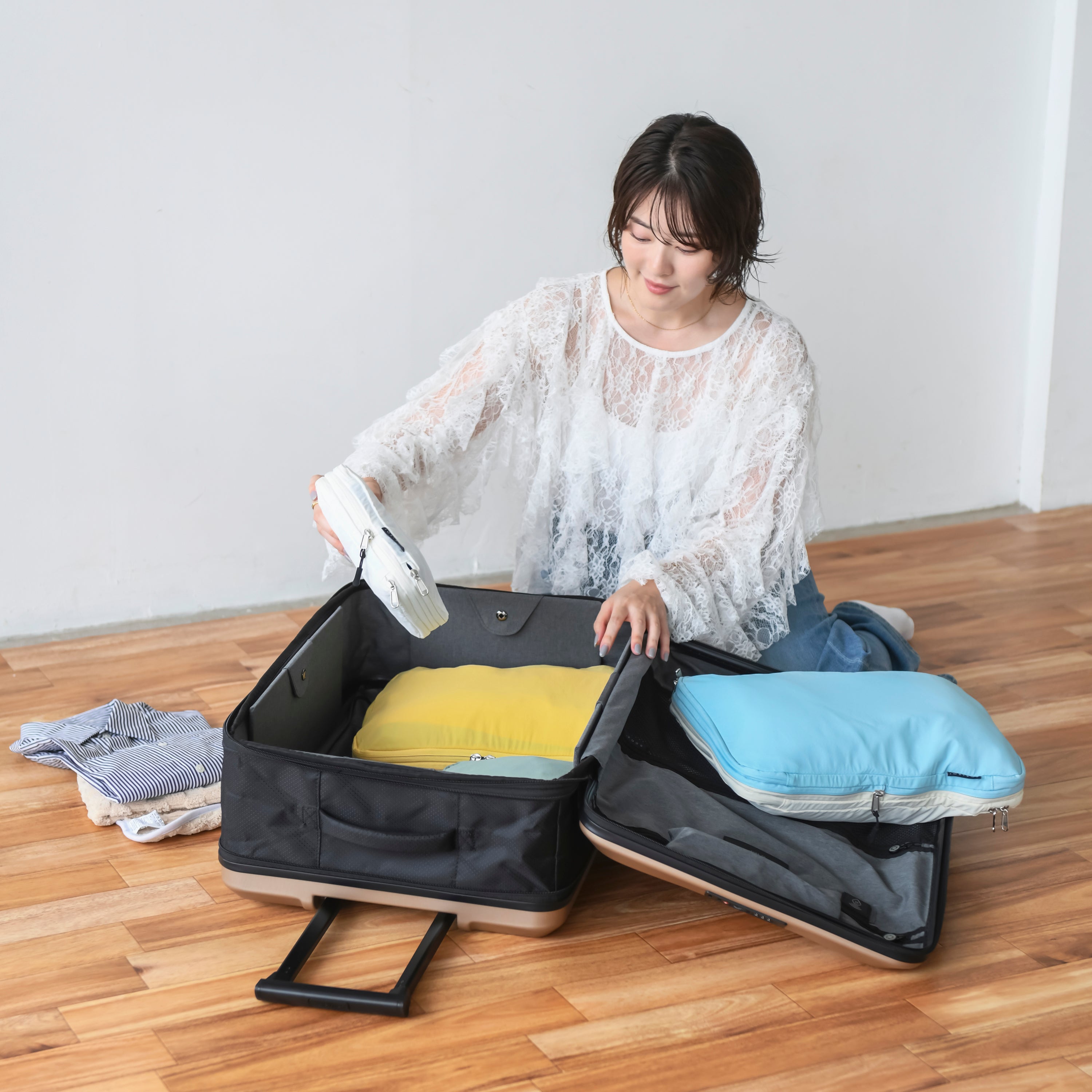圧縮トラベルポーチ｜荷物すっきり、パッキングを簡単に